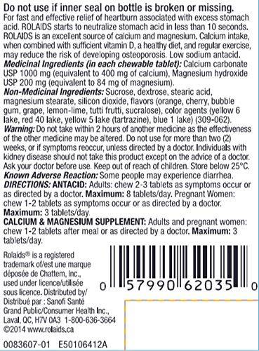 Rolaids Ultra Strength Antacid, Fruit Flavour, 72 Count, Fast & Effective Relief of Heartburn