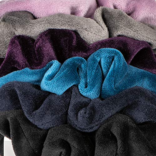 Scunci 6pc Velour hair scrunchies, assorted Rich Dark Colours