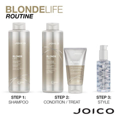 Joico Blonde Life Brightening Blonde Conditioner, Neutralizes Brassy Tones, Protect and Strengthen Bleached Hair, Anti Frizz with Coconut Oil, Sulfate Free