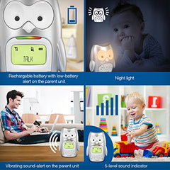 VTech Owl DECT 6.0 Digital Audio Baby Monitor with Night Light, 1 Parent Unit, Silver & White, DM225