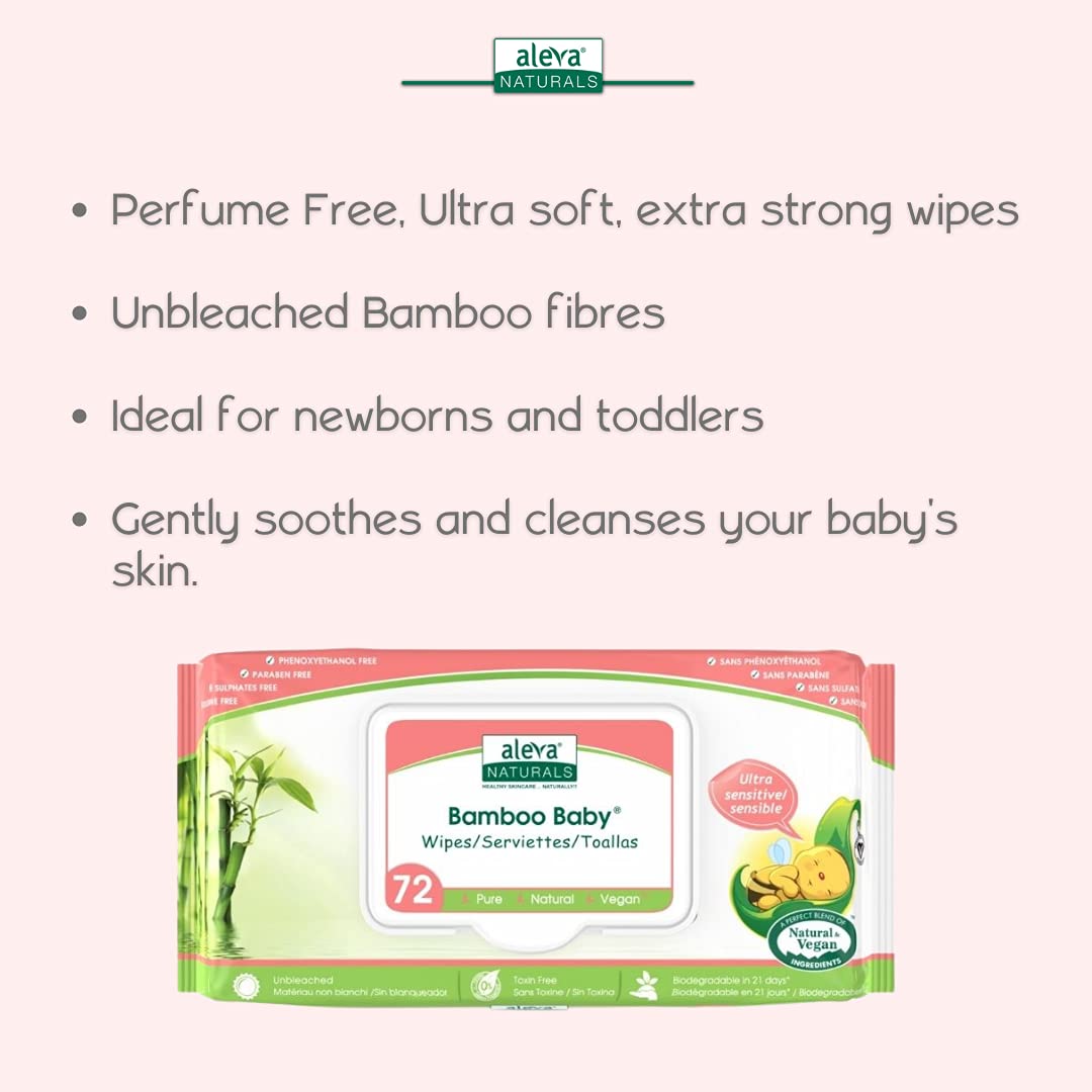 Bamboo Baby Sensitive Wipes by Aleva Naturals - 72 wipes