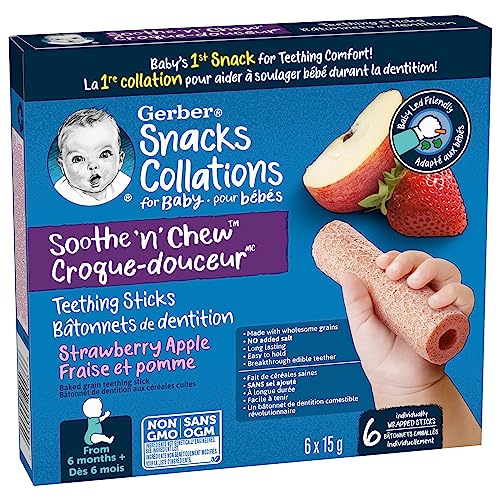 Gerber Soothe 'N' Chew Teething Sticks Strawberry Apple, 5x90g