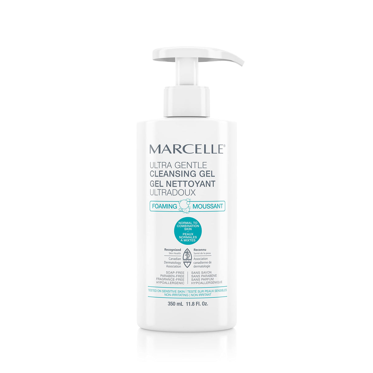 Marcelle Ultra-Gentle Cleansing Gel, Foaming, Normal To Combination Skin, Facial Cleanser, Hypoallergenic, Soap-Free, Paraben-Free, Fragrance-Free, Tested On Sensitive Skin, Cruelty-Free, 350 mL