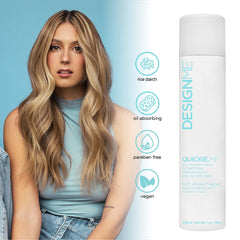 DESIGNME QUICKIE.ME Dry Shampoo Spray | Oil Absorbing | Root Lifting Shampoo for Light Tone, 339mL