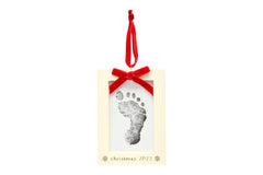 Pearhead Christmas 2023 Holiday Baby's Print Ornament with Clean-Touch Ink Pad, Baby's Print Handprint or Footprint Keepsake, Christmas Ornament with Ribbon, Nursery Décor Ornament