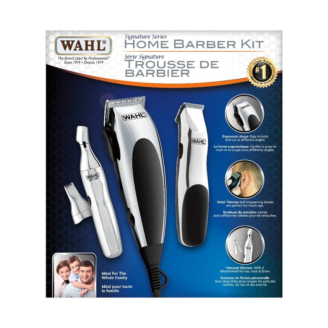 Wahl Canada Signature Series Home Barber Kit, Self-Sharpening, High Carbon Steel Clipper Blades Stay Sharp Longer, Clipper/Trimmer Combo Kit, Easy to Use Haircutting Kit Perfect for the Whole Family - Model 3195