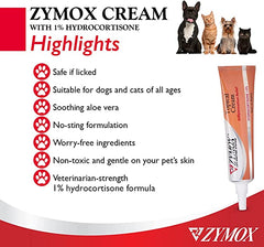 Zymox Veterinarian Strength Topical Cream with 1% Hydrocortisone for Dogs and Cats, 1oz