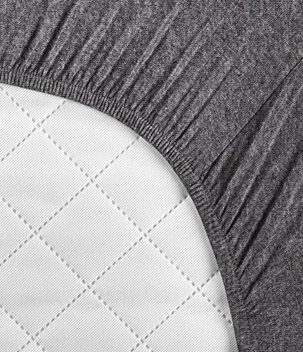 Amazon Basics Heather Jersey Fitted Crib Sheet Bedding, Dark Grey