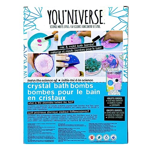 YOUniverse Crystal Bath Bombs, Mix & Make 3 Bath Bombs, DIY Bath Bombs, STEAM Kit for Kids, DIY Bath Bomb Kit