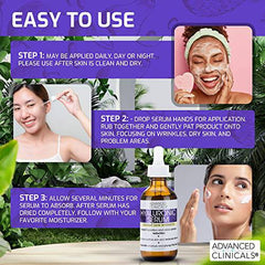 Advanced Clinicals Hyaluronic Acid Face Serum Skin Care Facial Moisturizer To Restore Skin, Anti Aging Serum For Face, Wrinkles, Dark Spots, Fine Lines, & Dry Skin, 1.75 Fl Oz