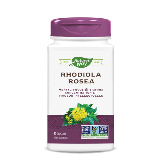 Nature’s Way Rhodiola Rosea – Cognitive Function Support such as Mental Focus & Stamina – Temporary Stress Relief - Non-GMO - 60 Vegetarian Capsules