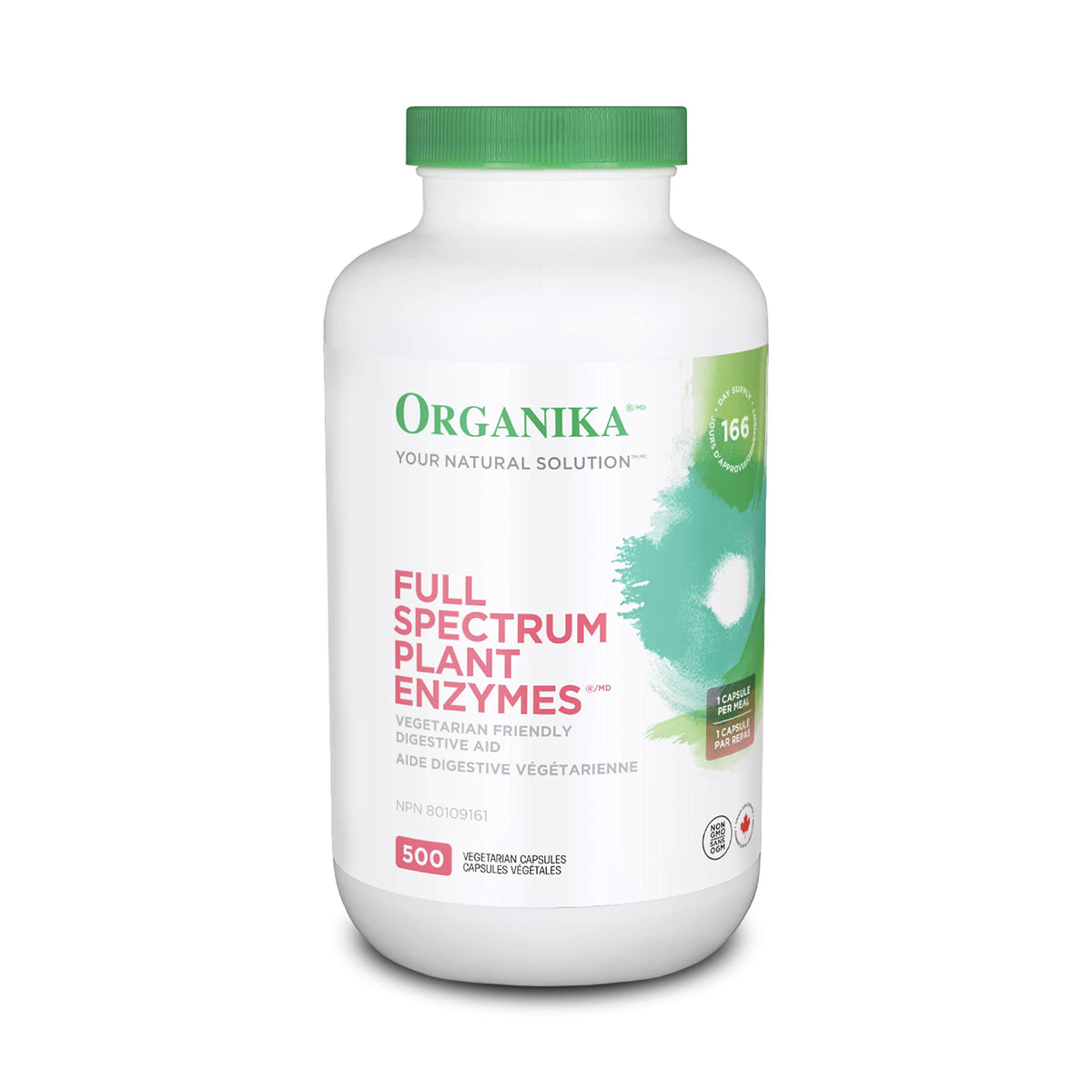 Organika Full Spectrum Plant Enzymes- Helps Break Down Carbs, Fat, Protein, Dairy- 500 vcaps