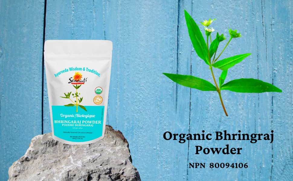 Organic Bhringaraj/Bhringraj Powder 200g/ NPN 80094106 / Eclipta Prostrata/For healthy hair, skin, and teeth