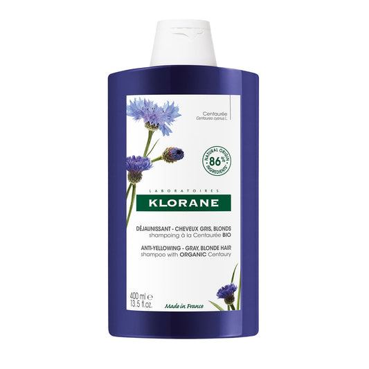 Klorane - Anti-yellowing Shampoo With Organic Centaury - Plant-based Purple Shampoo, Brightens Blonde, Platinum, Silver, Grey Or White Hair, Neutralizes Yellow And Copper Tones - 400ml