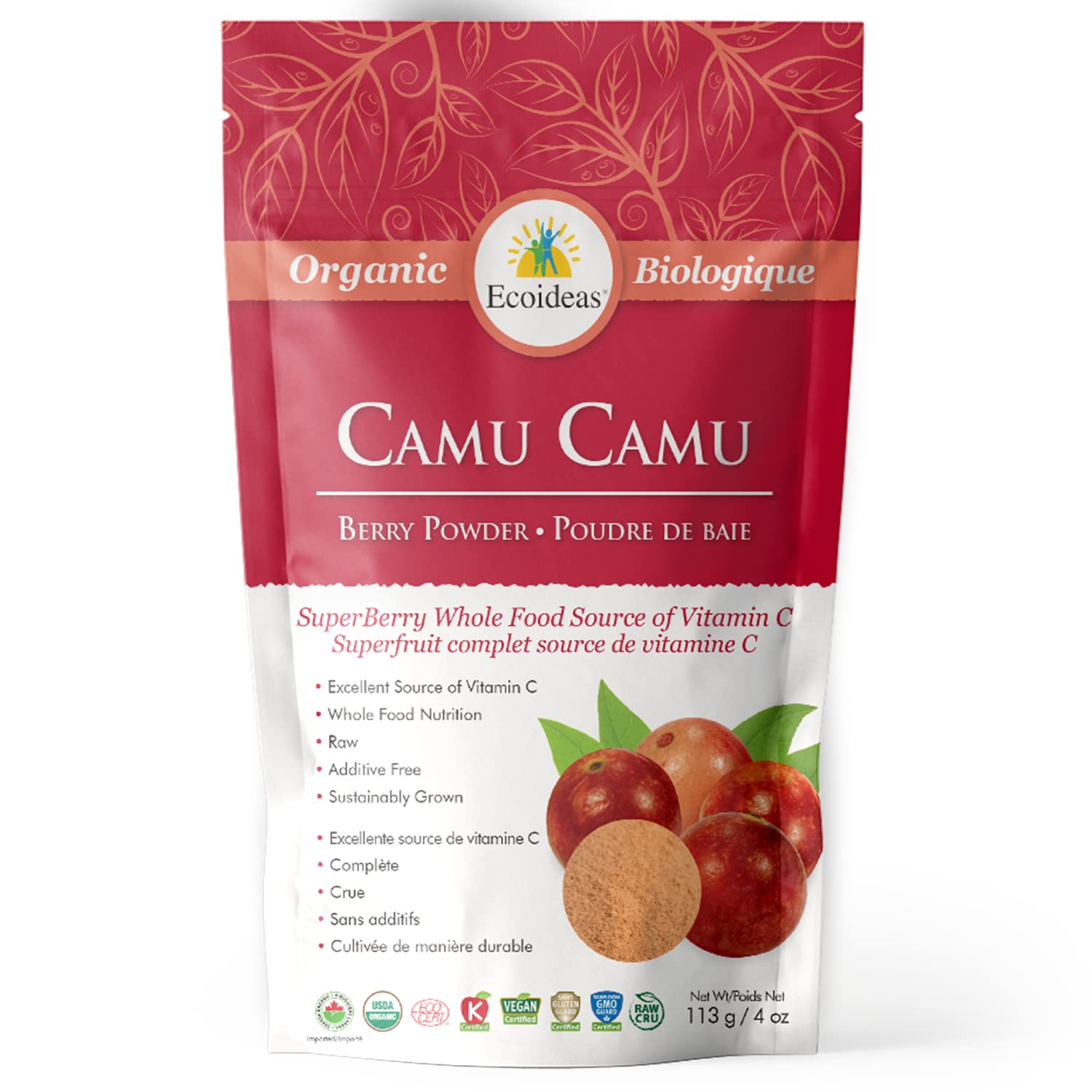 Ecoideas Organic Raw Camu Camu Berry Powder, 113g