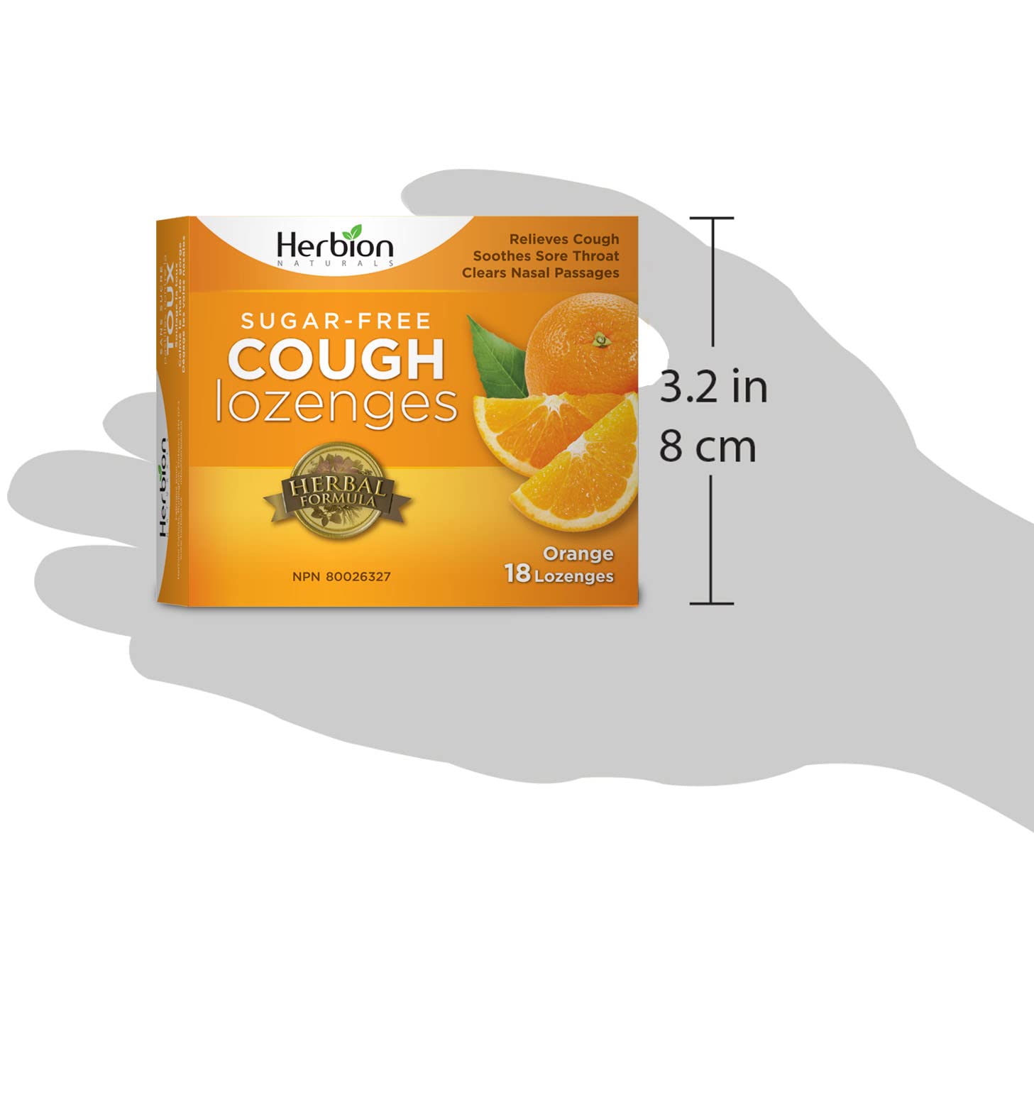 Herbion Naturals Sugar-Free Cough Lozenges with Natural Orange Flavour, Relieves Cough, Clears Nasal Congestion, Soothes Sore Throat, For Adults and Children 12 years and above, (Pack of 6), 108 Count