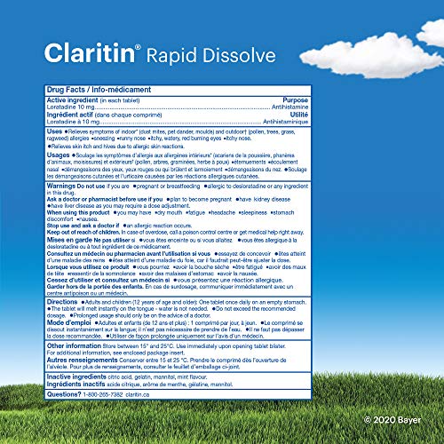 Claritin Rapid Dissolve Allergy Medicine, 24-Hour Non-Drowsy Relief 10 mg, 50 Tablets