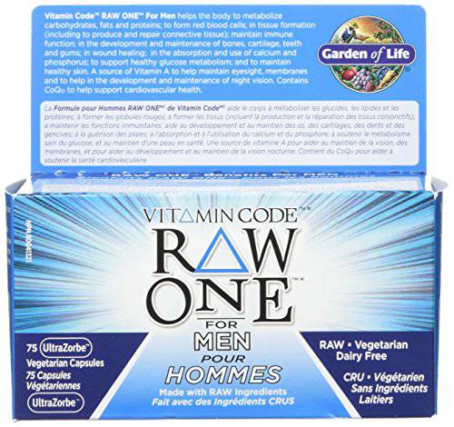 Garden of Life Vitamin Code Raw One for Men - Next Gn. 75's. Supports carbohydrate metabolism and immune function.Supports connective tissue repair and wound healing. For maintenance of bones, cartilage, teeth, skin and gums.