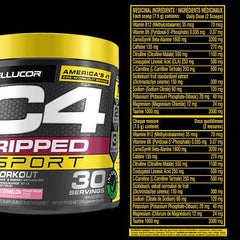 C4 Ripped Sport Pre Workout Powder Strawberry Watermelon, Informed-Choice Certified, Preworkout Energy Supplement for Men & Women, 225 g (Pack of 1)