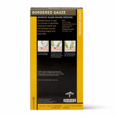 Medline Bordered Gauze Adhesive Island Wound Dressing, 4" x 8" with 2" x 6" Pad, 15 Per Box