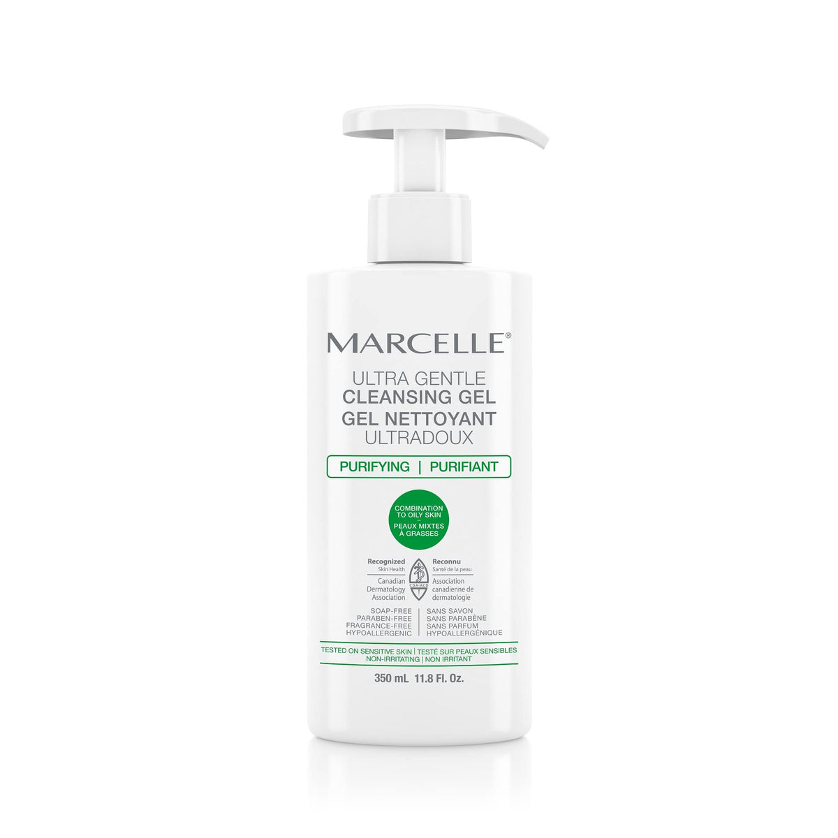 Marcelle Ultra-Gentle Cleansing Gel, Purifying, Combination To Oily Skin, Facial Cleanser, Hypoallergenic, Soap-Free, Paraben-Free, Fragrance-Free, Tested On Sensitive Skin, Cruelty-Free, 350 mL