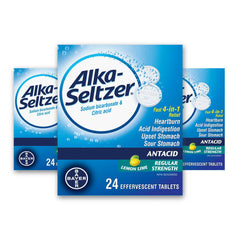 Alka-Seltzer Antacid Heartburn Relief Effervescent Tablets - Antacid Tablets For Heartburn And Upset Stomach, Contains Sodium Bicarbonate And Citric Acid, Lemon Lime Flavour, 3x24 Tablets (72)