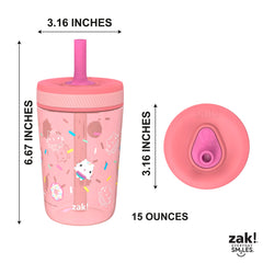 Zak Designs DreamWorks Gabby's Dollhouse Kelso Toddler Cups for Travel or at Home, 15oz 2-Pack Durable Plastic Sippy Cups with Leak-Proof Design is Perfect for Kids (Cakey Cat, Mercat)