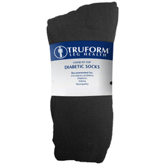 Truform Diabetic Socks for Men and Women, Medical Style Crew Length, Mid Calf Height, 3 Pairs, Black, Small