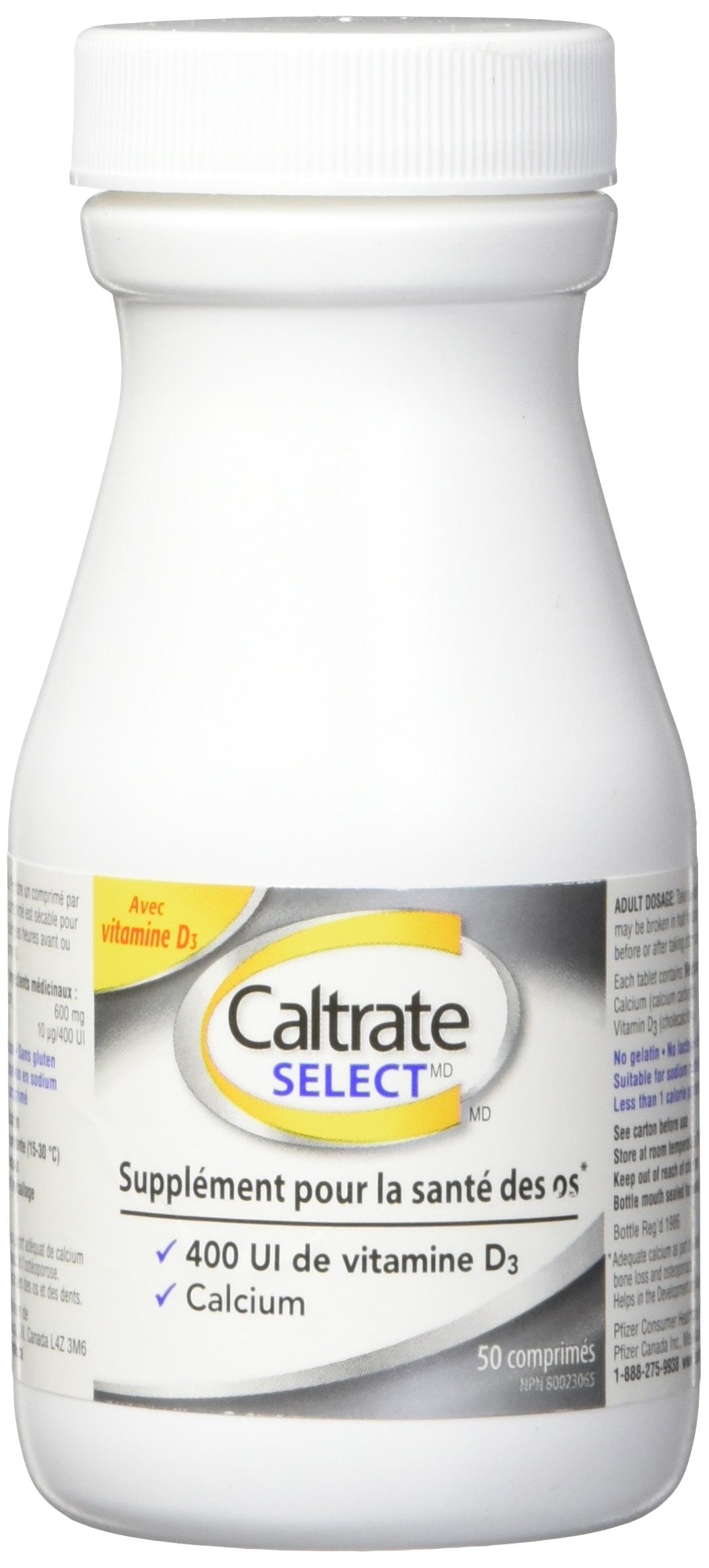 Caltrate Select (50 Count) Bone Health Supplement, 600 mg Calcium, Vitamin D3