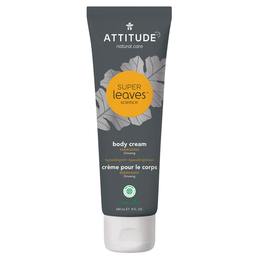 ATTITUDE Body Cream, EWG Verified, Hypoallergenic, Plant and Mineral-Based Ingredients, Vegan and Cruelty-free Personal Care Products, Energizing, Ginseng, 240 ml