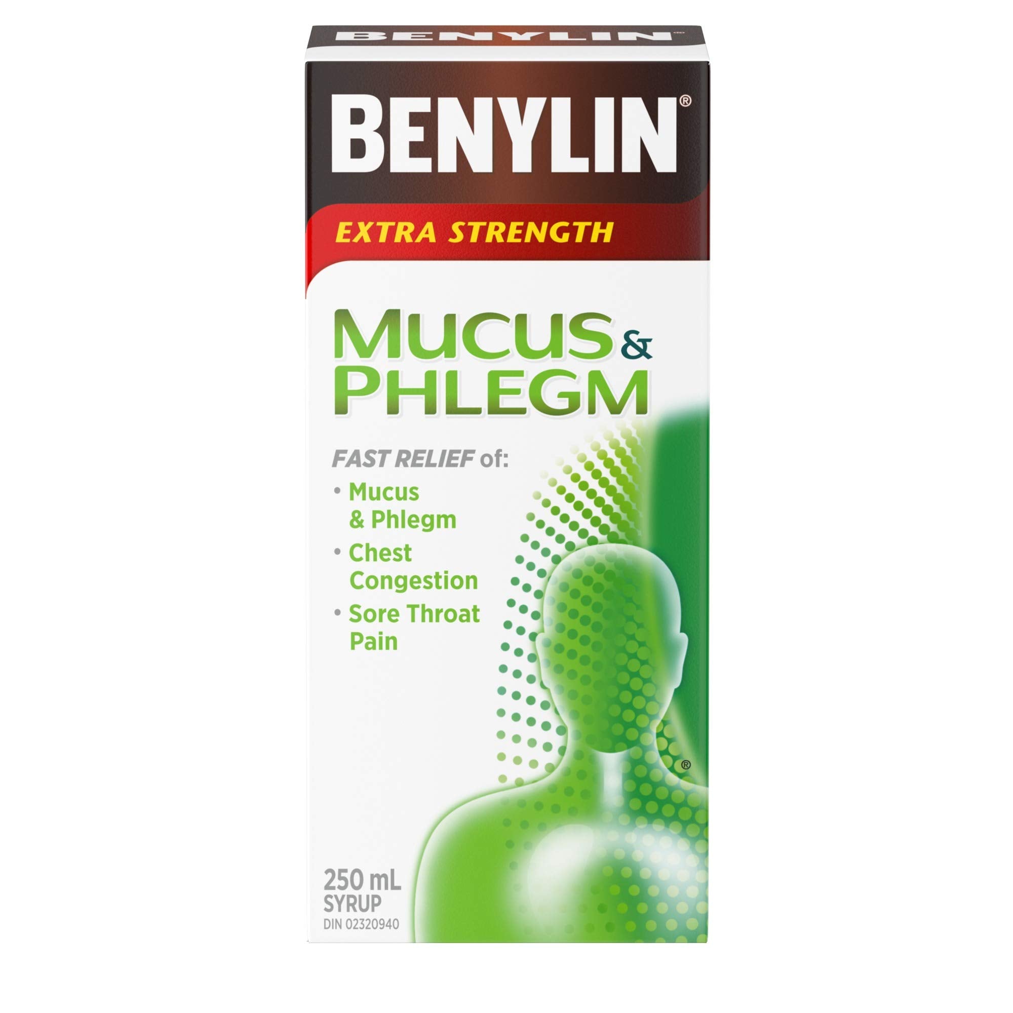 BENYLIN Extra Strength Mucus and Phlegm Syrup, Relieves Chest Congestion and Mucus and Phlegm 250mL