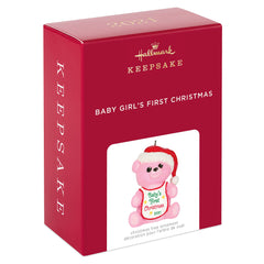 Hallmark Keepsake Christmas Ornament, Year Dated 2021, Baby Girl's First Christmas Pink Bear Multi-Color 1599QGO2212
