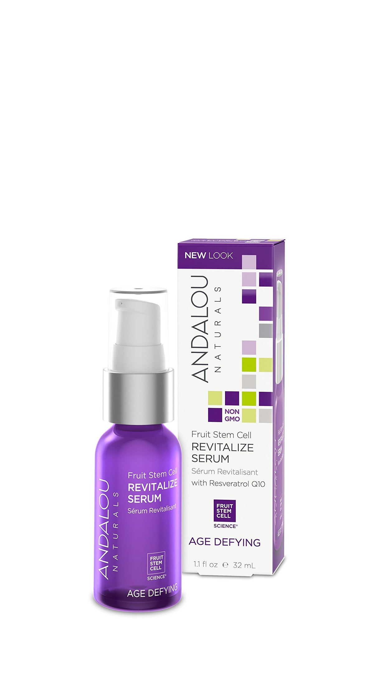 Andalou Naturals AGE DEFYING Fruit Stem Cell Revitalize Serum, Purple Bottle, 32.5 ml (Pack of 1), (43755)