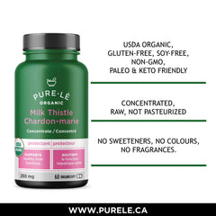 USDA Organic Milk Thistle, 4500mg 30X Concentrate - Strongest. 60 servings Certified Organic Potent Liver Protection & Liver Cleanse. NON-GMO. Easy to Swallow Capsules! - Made in Canada