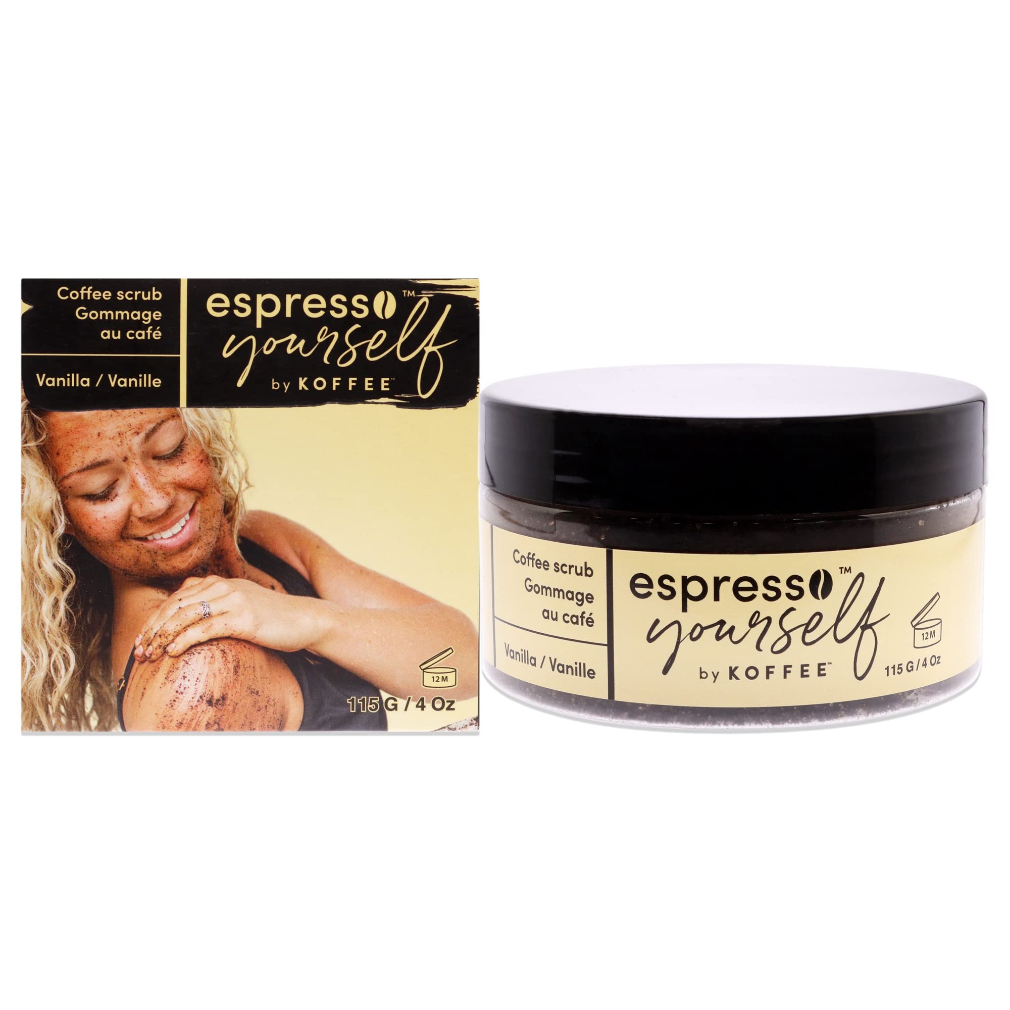 Koffee Beauty Vanilla Coffee Scrub - Exfoliating Body And Face Scrub - Polish And Smooth Skin with Ease - Invigorate Senses with Vanilla Fragrance Formula - Natural Treatment for Cellulite - 115 g