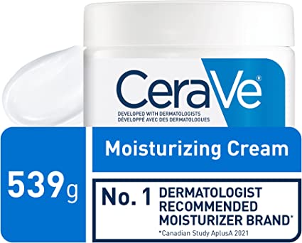 CeraVe Moisturizing Cream | Daily Face, Body & Hands Moisturizer for Dry Skin With Hyaluronic Acid and Ceramides for Women and Men. Sensitive skin, Oil-free, Non-comedogenic, Fragrance-Free, 539g +57g refill 2-pack