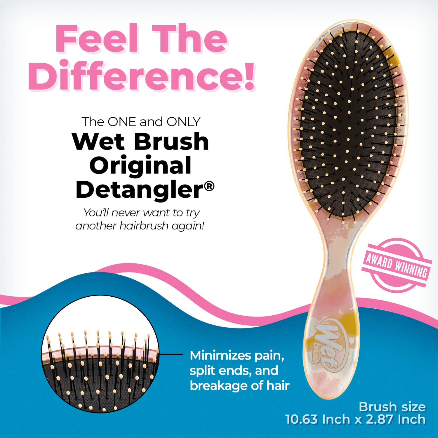 Wet Brush Original Detangler Brush - Tie Dye, Peach - All Hair Types - Ultra-Soft IntelliFlex Bristles Glide Through Tangles with Ease - Pain-Free Comb for Men, Women, Boys and Girls