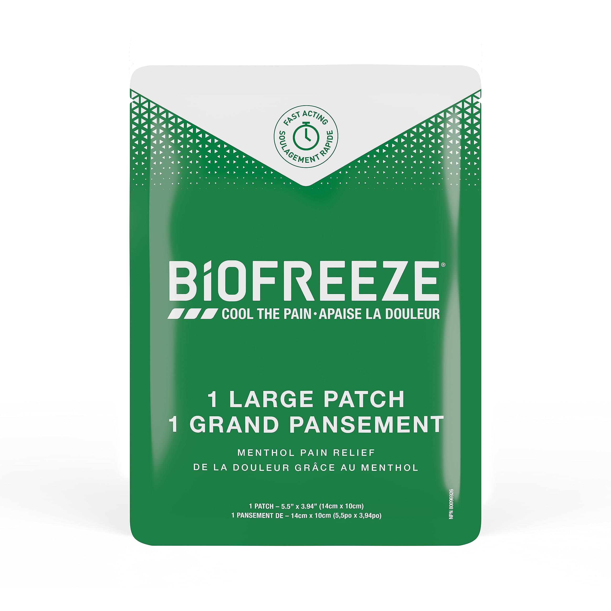 BioFreeze Large Patch, for Sore Muscles, Backaches and Joint Pain, 5 large patches