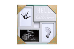 Kate & Milo Babyprints and Sonogram Hello Little One Collage Frame, Baby Handprint, Footprint and Ultrasound Baby Keepsake Frame, Pregnancy Announcement, Gender-Neutral, White