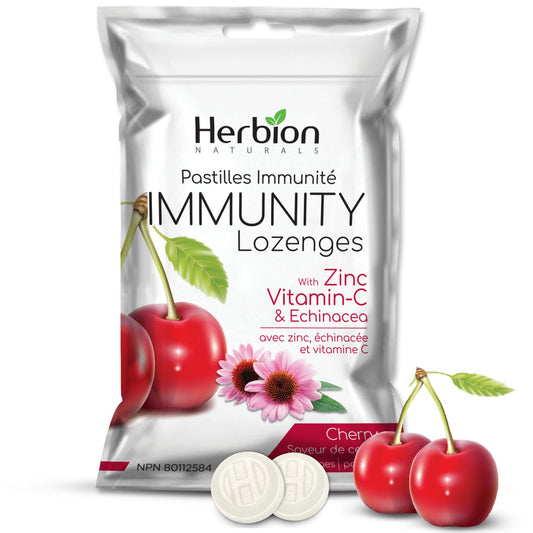 Herbion Naturals Immunity Lozenges with Zinc, vitamin-C & Echinacea, source of Antioxidant, help Maintain & Support Immune System, promote Good Health for adults & kids 6+, 25 CT, Cherry Flavour