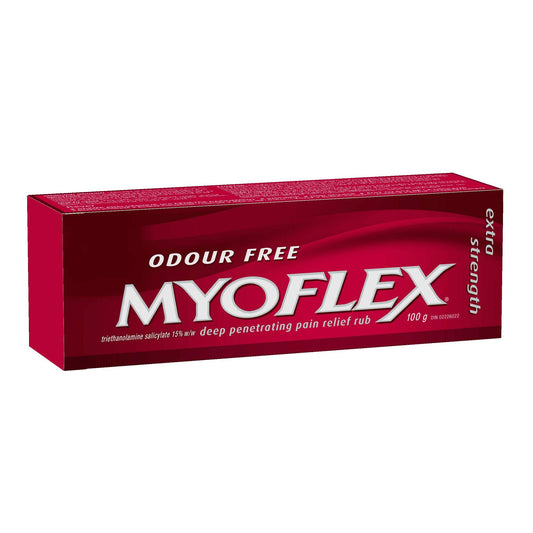 Myoflex Pain Relief Rub | Odourless | Provides Deep Penetrating Relief of Muscle Soreness & Joint Pain | Menthol Free | Stain Free | Non-Greasy | Great For Ages 2+ | 100 grams (Extra Strength)