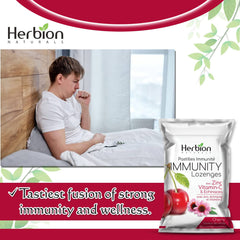 Herbion Naturals Immunity Lozenges with Zinc, vitamin-C & Echinacea, source of Antioxidant, help Maintain & Support Immune System, promote Good Health for adults & kids 6+, 25 CT, Cherry Flavour