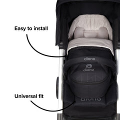 Diono Universal Newborn Pod for Sleeping with Temperature Regulation, Water Resistant Lining, Baby Head and Body Support. Easy to Adjust and Remove Stroller Footmuff for Baby, Black Midnight