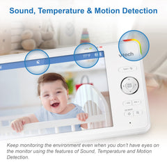 VTech 1080p Smart WiFi Remote Access 360 Degree Pan & Tilt Video Baby Monitor with 5” HighDefinition 720p Display, Night Light, RM5766HD