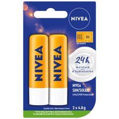 NIVEA Sun Lip Balm with SPF 30 (2x4.8g) | Protect Against Sun Burn Lip Balm, 24H Hydration