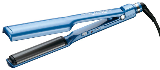 BaBylissPRO Nano-Titanium and Ceramic Curved Plates C-Style Flat Iron, Blue