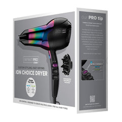 Conair INFINITIPRO 1875 Watt Ion Choice Hair Dryer, Rainbow Chrome Finish, Full Size