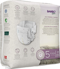 Bambo Nature Premium Eco-Friendly Baby Diapers, Size 5 (27-40 Lbs), 25 count, white