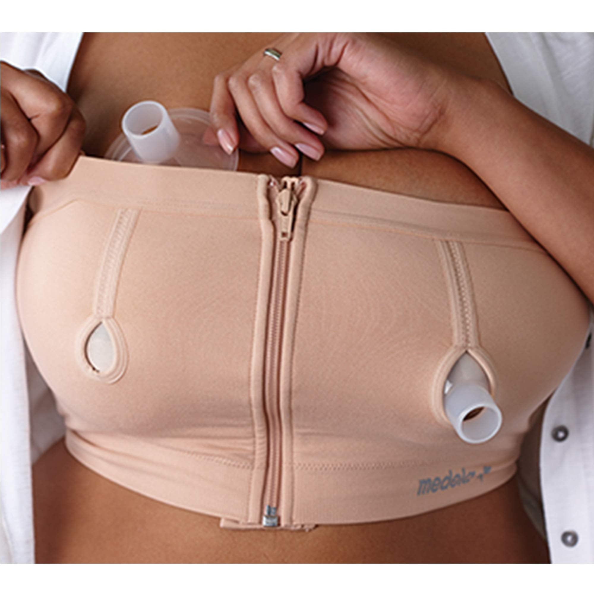 Medela Hands Free Pumping Bustier, Easy Expressing Pumping Bra with  Adaptive Stretch for Perfect Fit, Chai Small