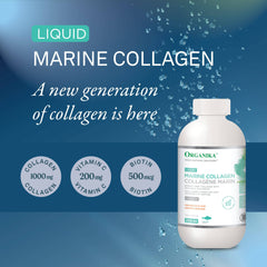 Organika Liquid Marine Collagen - with Added Vitamin C and Biotin - Orange Flavour- 250ml